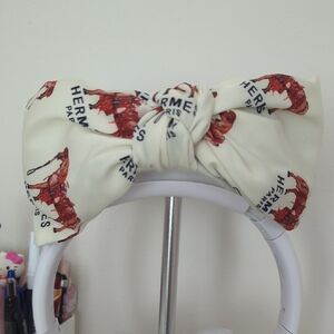 Cream and Red Hair Bow Headband